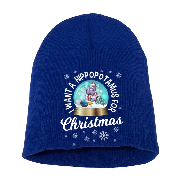 I Want A Hippopotamus For Christmas Xmas Hippo Cute Cool Gift Short Acrylic Beanie