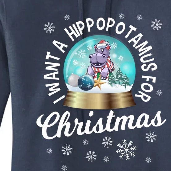 I Want A Hippopotamus For Christmas Xmas Hippo Cute Cool Gift Women's Pullover Hoodie