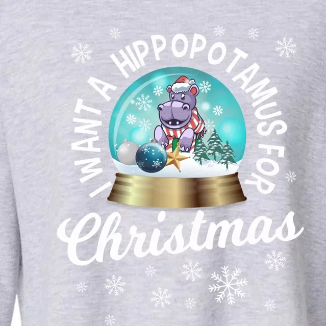 I Want A Hippopotamus For Christmas Xmas Hippo Cute Cool Gift Cropped Pullover Crew