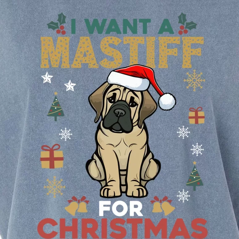 I Want A Mastiff For Christmas Cute Dog Lover Pajama Family Cool Gift Garment-Dyed Women's Muscle Tee