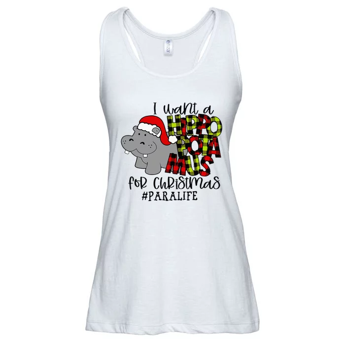 I Want A Hippopotamus For Christmas Paraprofessional Life Ladies Essential Flowy Tank