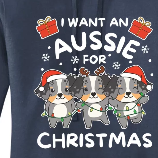 I Want An Australian Shepherd For Christmas Cute Dogs Gift Women's Pullover Hoodie