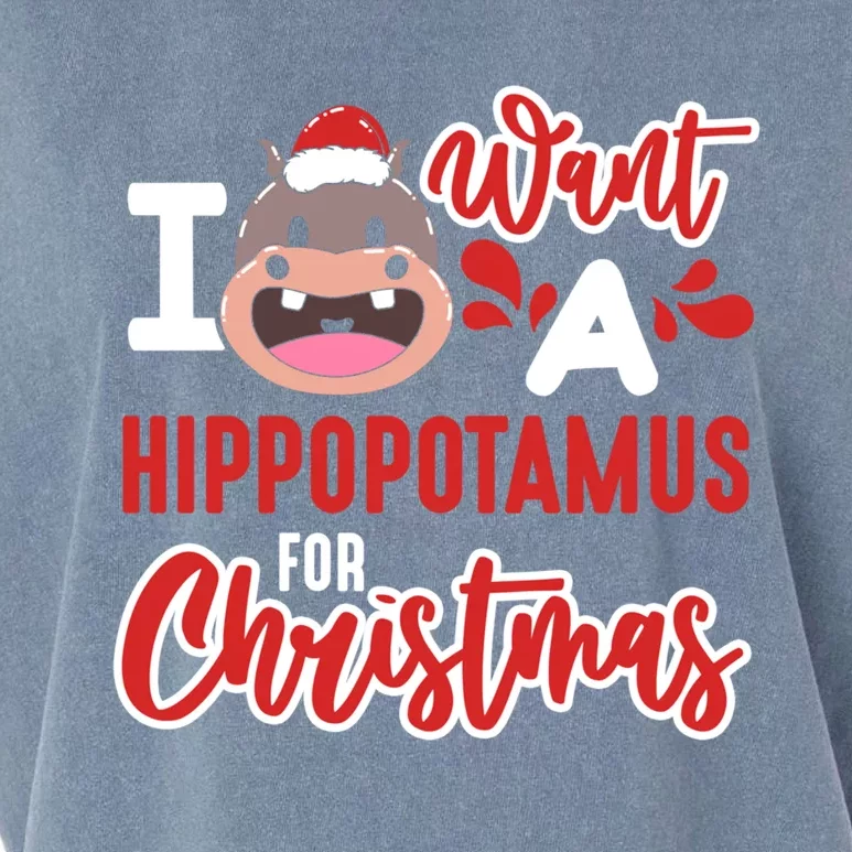 I Want A Hippopotamus For Christmas Xmas Hippo Gift Garment-Dyed Women's Muscle Tee