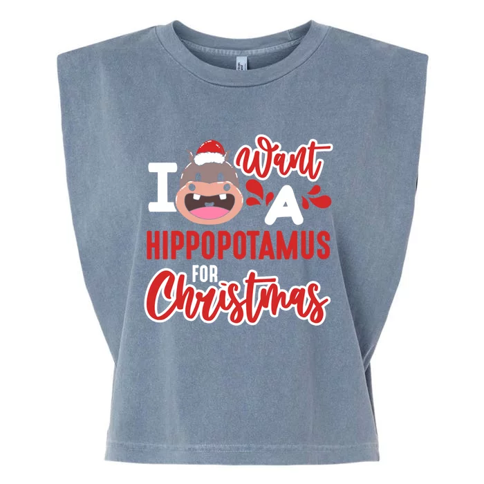 I Want A Hippopotamus For Christmas Xmas Hippo Gift Garment-Dyed Women's Muscle Tee