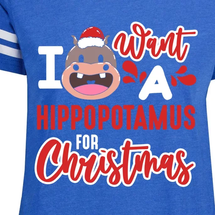 I Want A Hippopotamus For Christmas Xmas Hippo Gift Enza Ladies Jersey Football T-Shirt