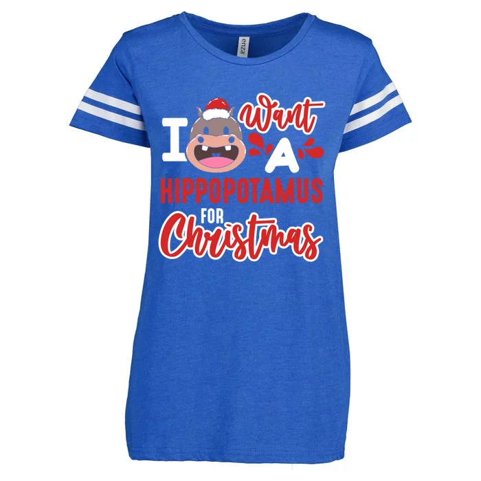 I Want A Hippopotamus For Christmas Xmas Hippo Gift Enza Ladies Jersey Football T-Shirt