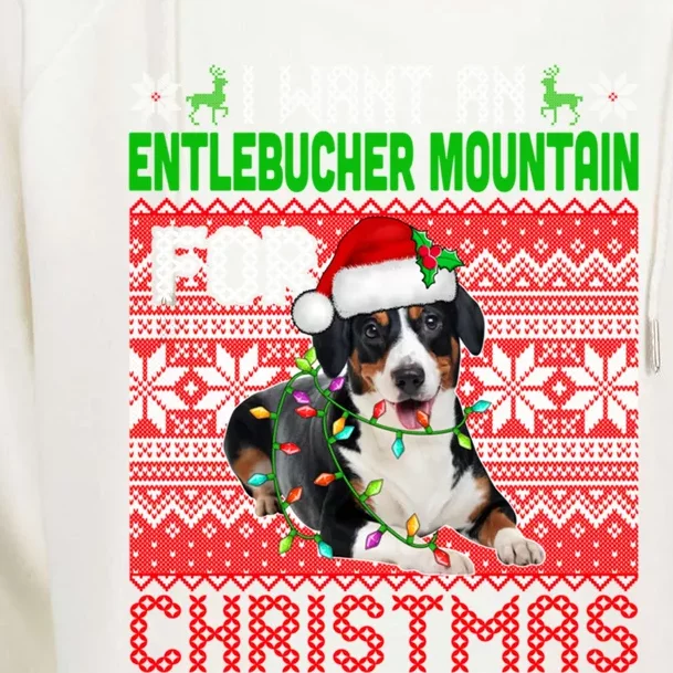 I Want An Entlebucher Mountain For Christmas Santa Dog Lover Cute Gift Womens Funnel Neck Pullover Hood