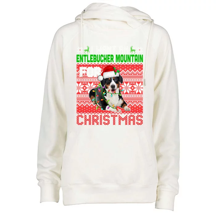 I Want An Entlebucher Mountain For Christmas Santa Dog Lover Cute Gift Womens Funnel Neck Pullover Hood