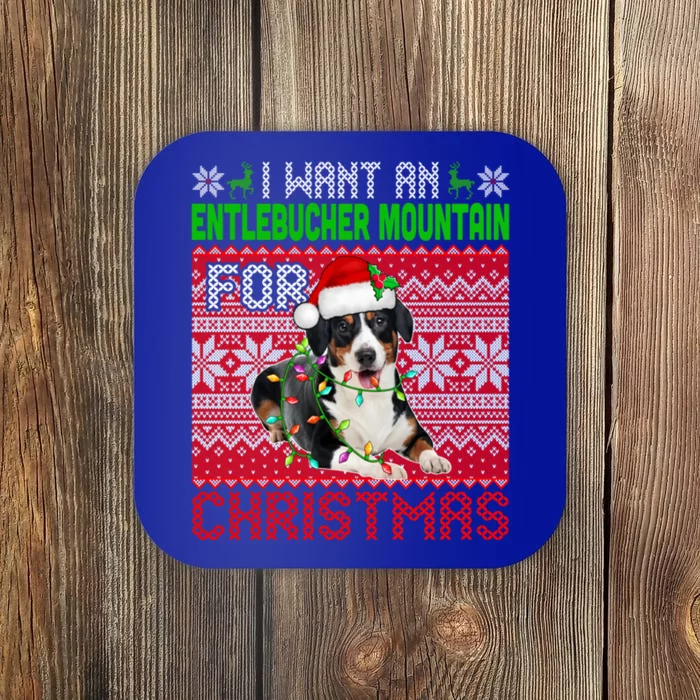 I Want An Entlebucher Mountain For Christmas Santa Dog Lover Cute Gift Coaster