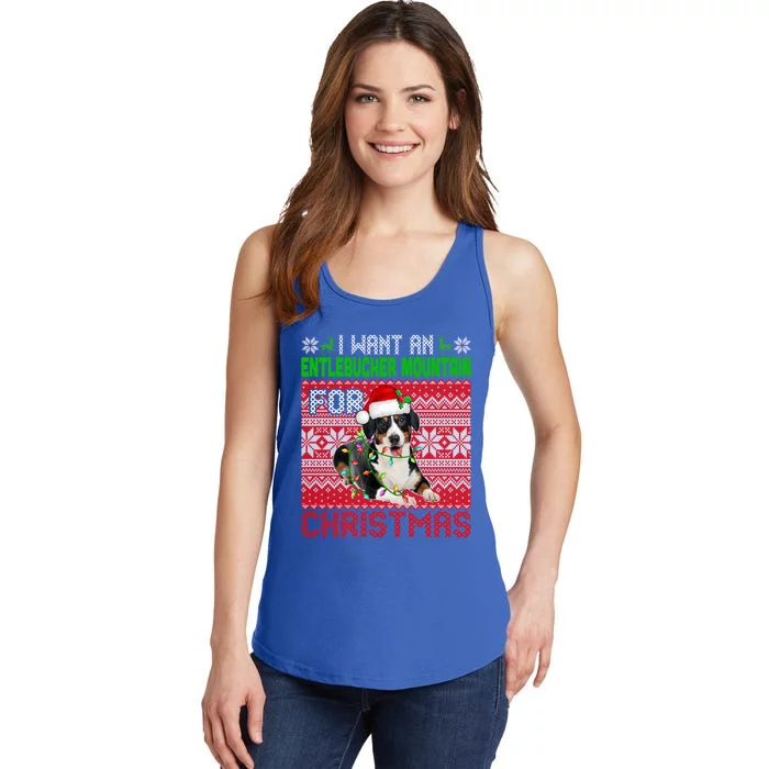 I Want An Entlebucher Mountain For Christmas Santa Dog Lover Cute Gift Ladies Essential Tank