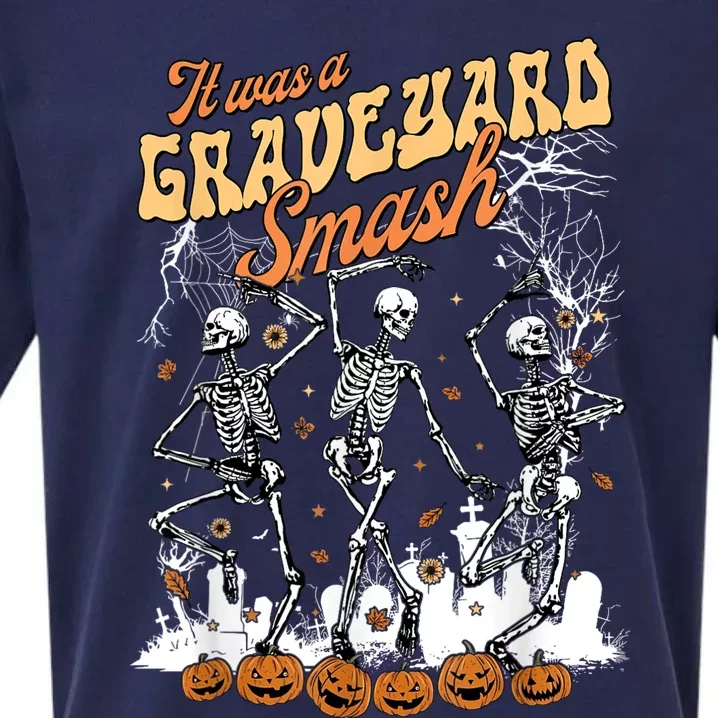 It Was A Graveyard Smash Skeleton Spooky Season Halloween Sueded Cloud Jersey T-Shirt