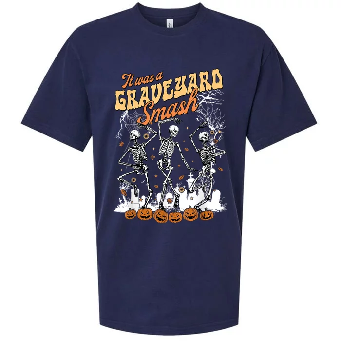 It Was A Graveyard Smash Skeleton Spooky Season Halloween Sueded Cloud Jersey T-Shirt