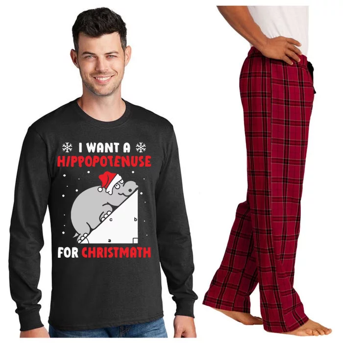 I Want A Hippopotenuse For Christmas Long Sleeve Pajama Set