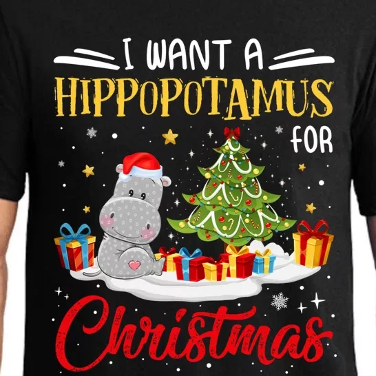 I Want A Hippopotamus For Christmas Xmas Hippo Christmas Gift Pajama Set