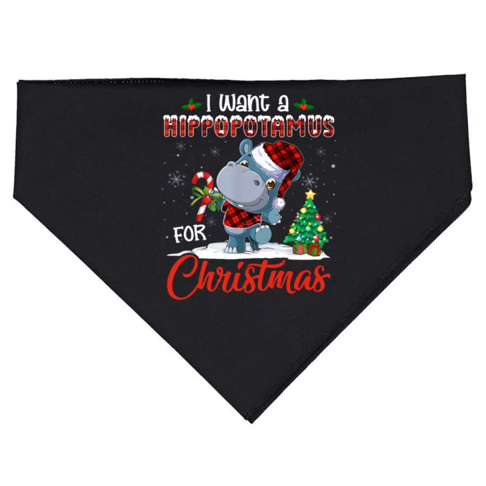 I Want A Hippopotamus For Christmas Hippo Candy Santa USA-Made Doggie Bandana