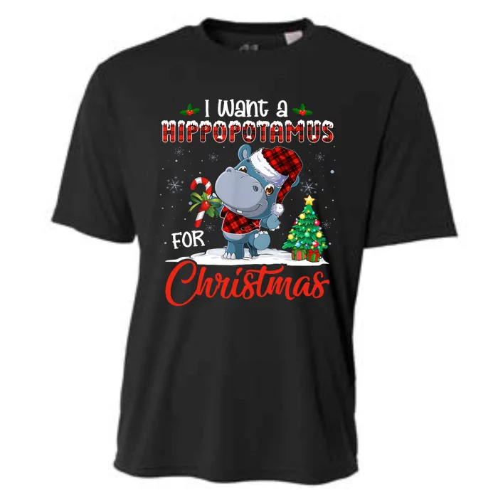 I Want A Hippopotamus For Christmas Hippo Candy Santa Cooling Performance Crew T-Shirt