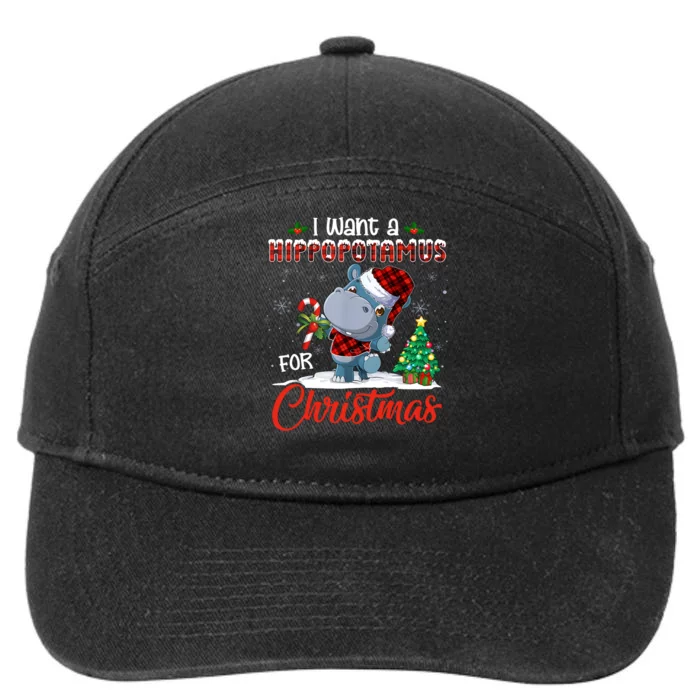 I Want A Hippopotamus For Christmas Hippo Candy Santa 7-Panel Snapback Hat