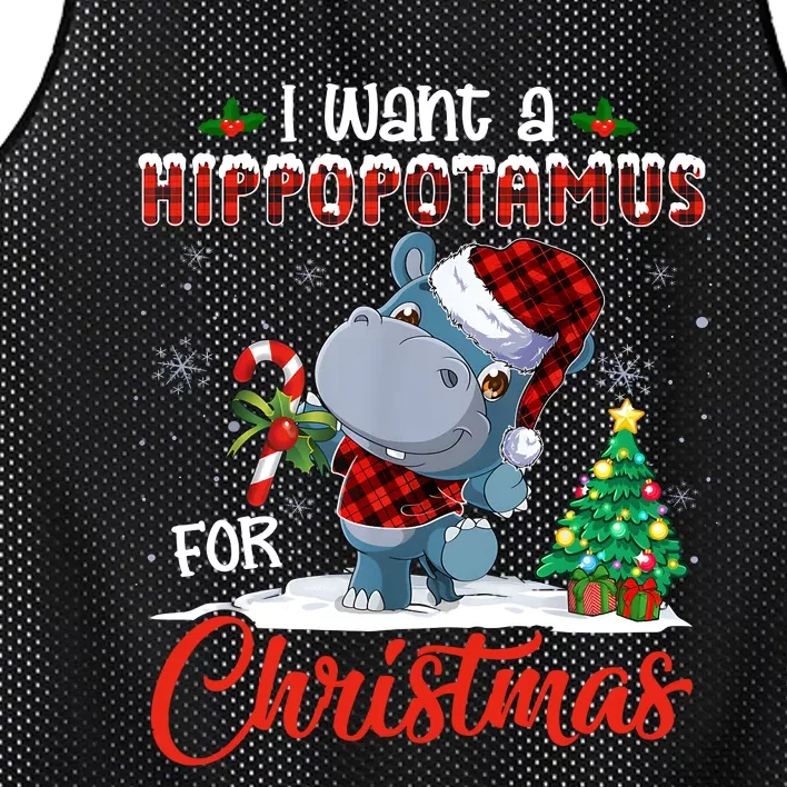 I Want A Hippopotamus For Christmas Hippo Candy Santa Mesh Reversible Basketball Jersey Tank