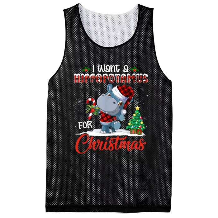 I Want A Hippopotamus For Christmas Hippo Candy Santa Mesh Reversible Basketball Jersey Tank