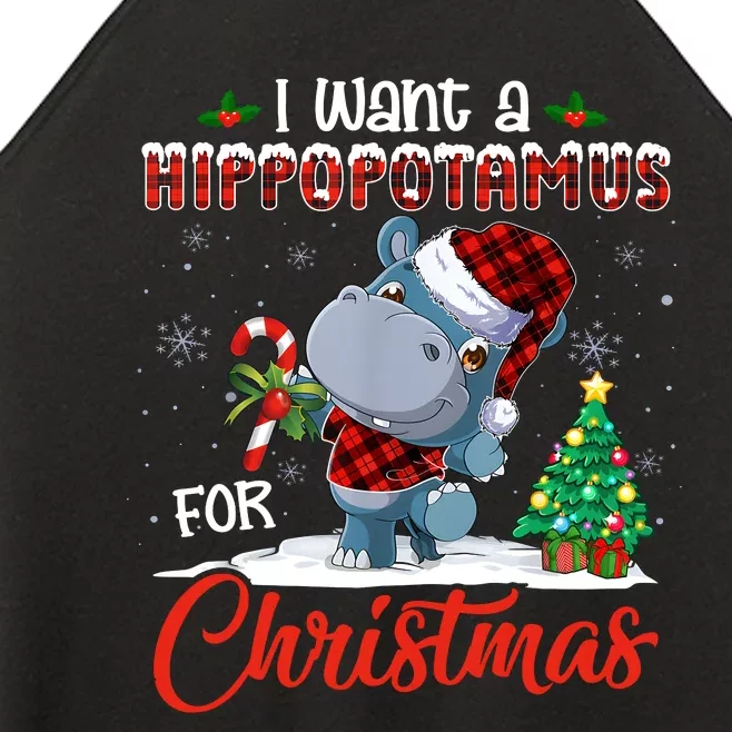 I Want A Hippopotamus For Christmas Hippo Candy Santa Women’s Perfect Tri Rocker Tank