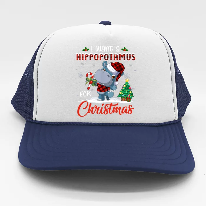 I Want A Hippopotamus For Christmas Hippo Candy Santa Trucker Hat