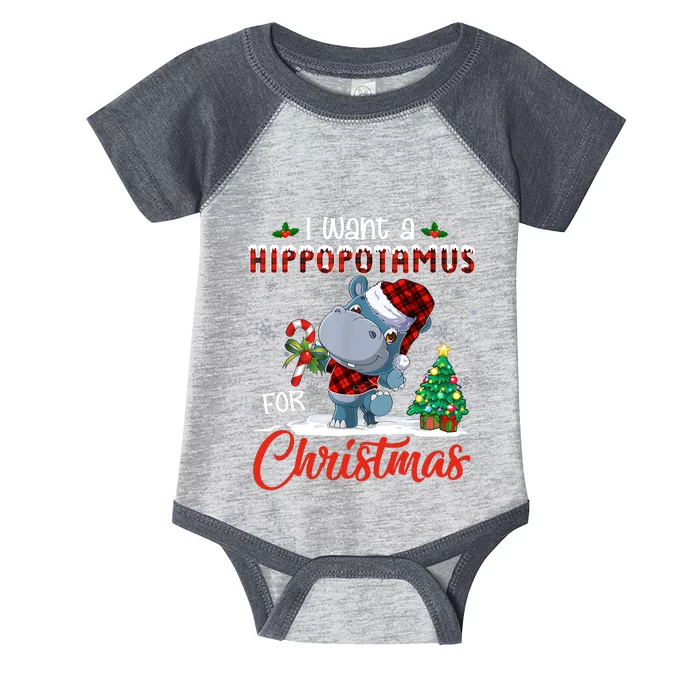 I Want A Hippopotamus For Christmas Hippo Candy Santa Infant Baby Jersey Bodysuit