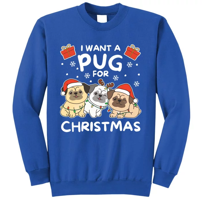 I Want A Pug For Christmas Cute Dogs Cool Gift Sweatshirt