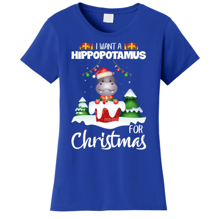 I Want A Hippopotamus For Christmas Xmas Cute Funny Gift Women's T-Shirt