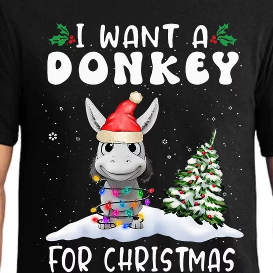 I Want A Donkey For Christmas Santa Hat Pajama Set