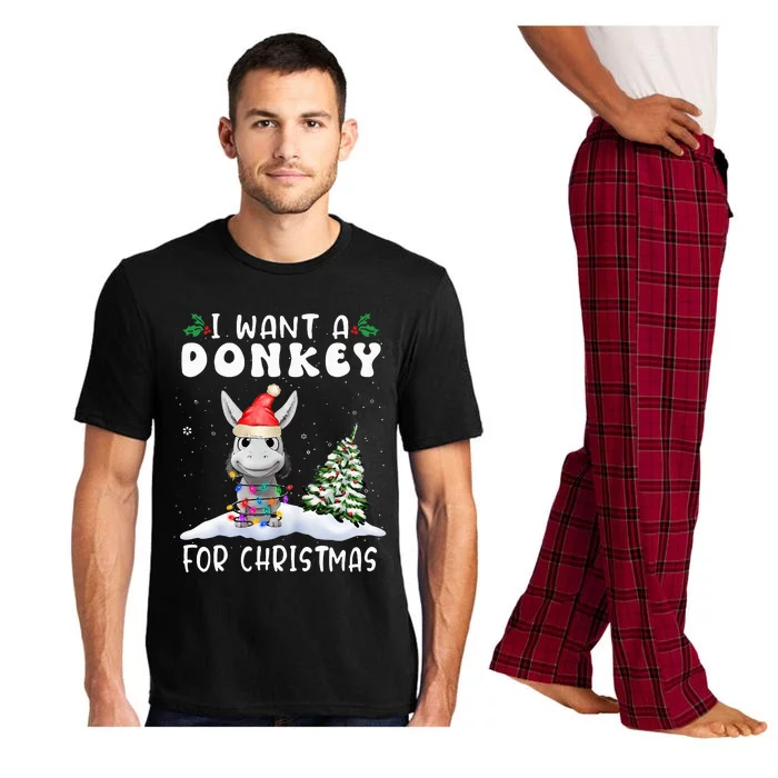 I Want A Donkey For Christmas Santa Hat Pajama Set