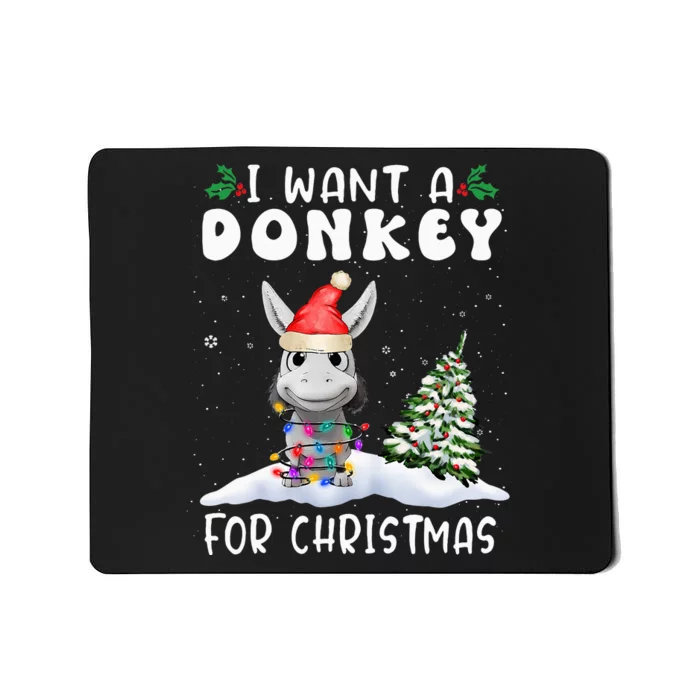 I Want A Donkey For Christmas Santa Hat Mousepad