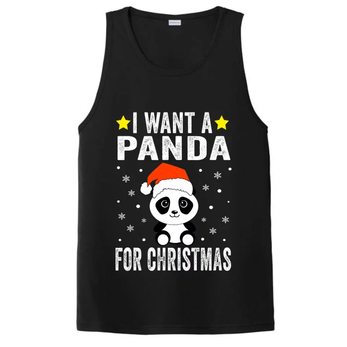 I Want A Panda For Christmas Panda Boys Girls Pajamas Performance Tank