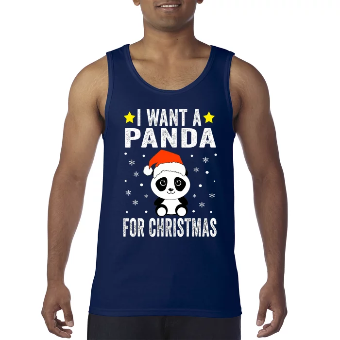 I Want A Panda For Christmas Panda Boys Girls Pajamas Tank Top