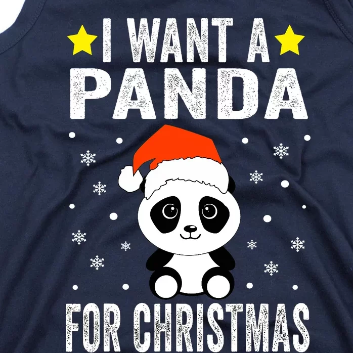 I Want A Panda For Christmas Panda Boys Girls Pajamas Tank Top