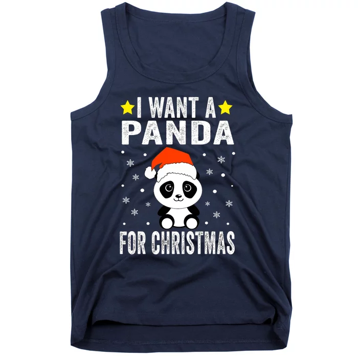 I Want A Panda For Christmas Panda Boys Girls Pajamas Tank Top