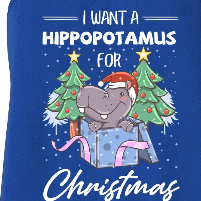 I Want A Hippopotamus For Christmas Xmas Cute Funny Gift Women's Racerback Tank