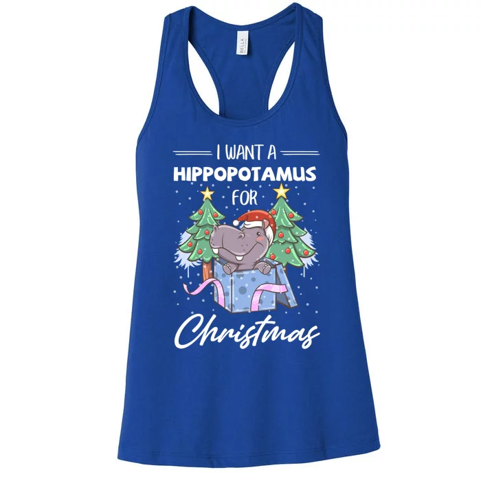 I Want A Hippopotamus For Christmas Xmas Cute Funny Gift Women's Racerback Tank