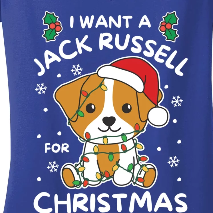 I Want A Jack Russell For Christmas Cute Dogs Gift Women's V-Neck T-Shirt