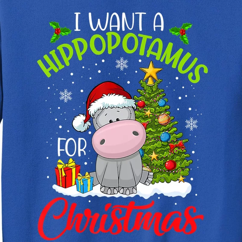 I Want A Hippopotamus For Christmas Xmas Hippo For Funny Gift Tall Sweatshirt