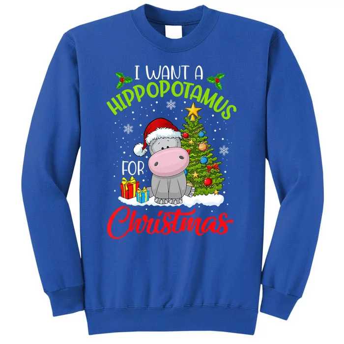 I Want A Hippopotamus For Christmas Xmas Hippo For Funny Gift Tall Sweatshirt