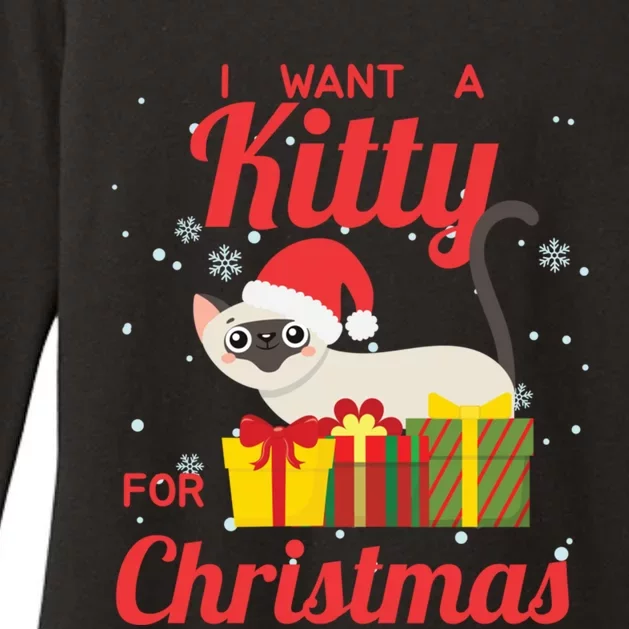 I Want A Kitty Cat For Christmas Funny Cute Magical Holiday Gift Womens CVC Long Sleeve Shirt