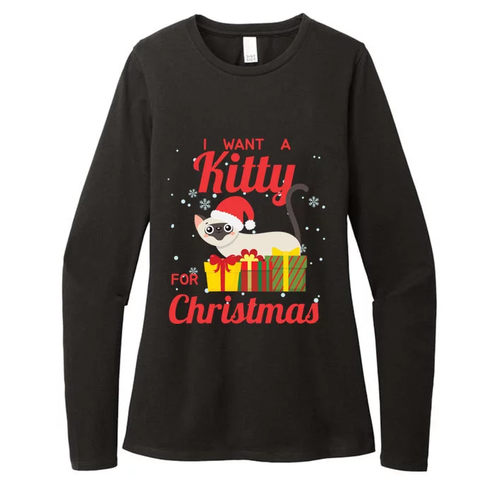 I Want A Kitty Cat For Christmas Funny Cute Magical Holiday Gift Womens CVC Long Sleeve Shirt