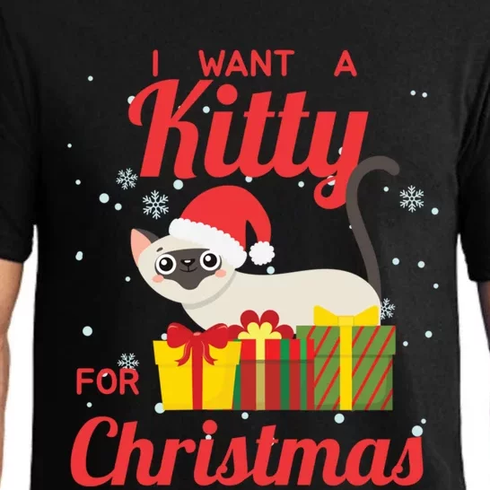 I Want A Kitty Cat For Christmas Funny Cute Magical Holiday Gift Pajama Set