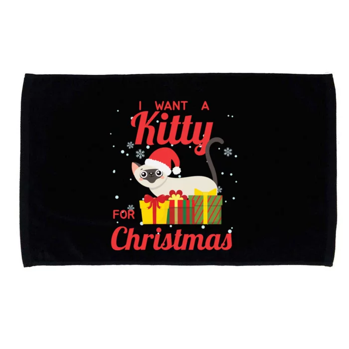 I Want A Kitty Cat For Christmas Funny Cute Magical Holiday Gift Microfiber Hand Towel