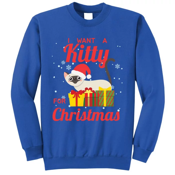 I Want A Kitty Cat For Christmas Funny Cute Magical Holiday Gift Tall Sweatshirt