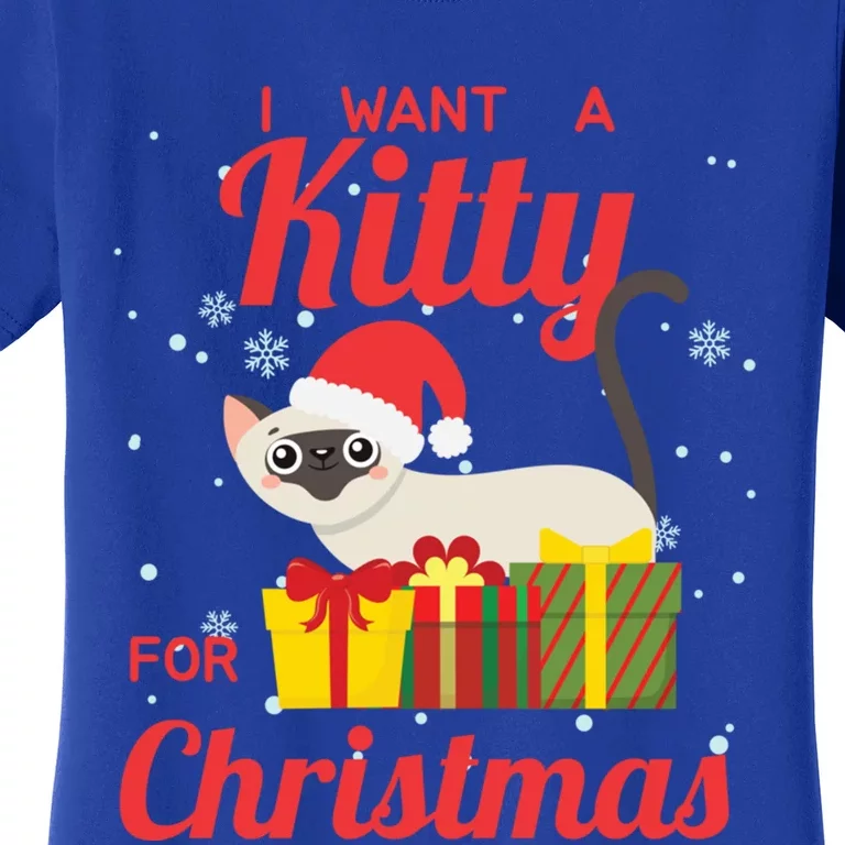 I Want A Kitty Cat For Christmas Funny Cute Magical Holiday Gift Women's T-Shirt