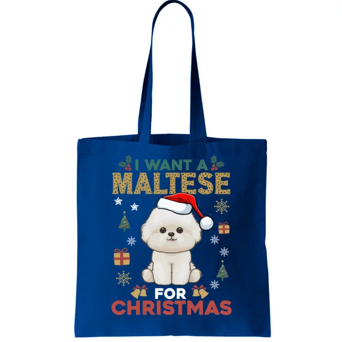 I Want A Maltese For Christmas Cute Dog Lover Family Pajama Cute Gift Tote Bag