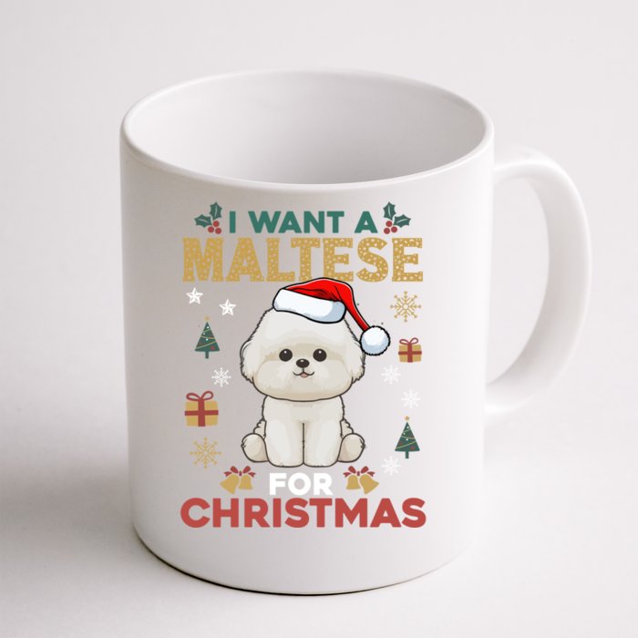 I Want A Maltese For Christmas Cute Dog Lover Family Pajama Cute Gift Front & Back Coffee Mug