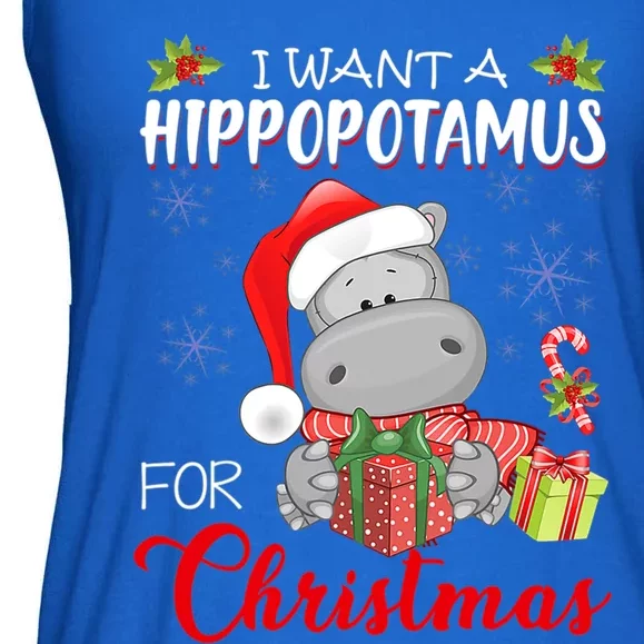 I Want A Hippopotamus For Christmas Xmas Hippo Meaningful Gift Ladies Essential Flowy Tank