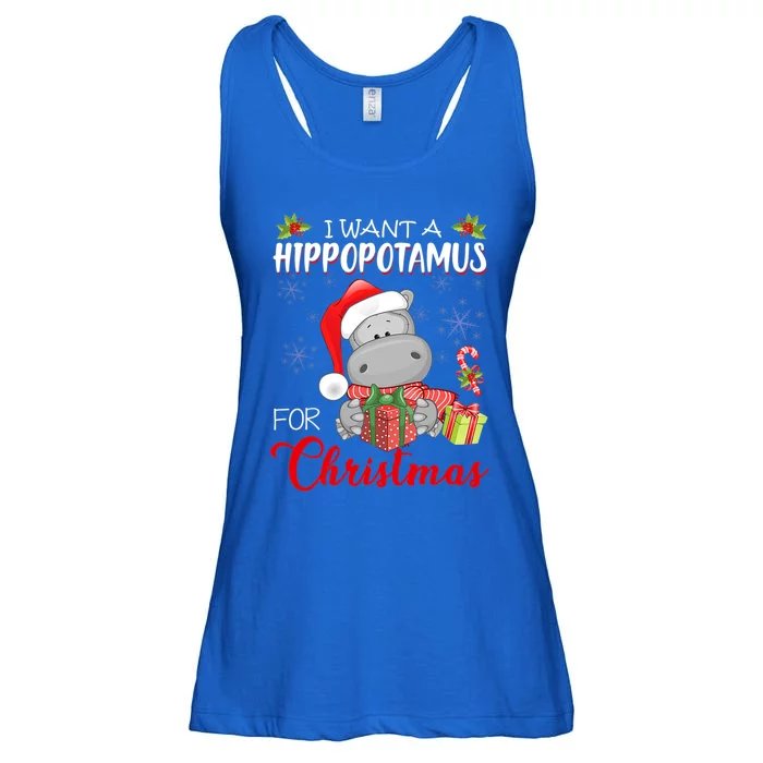 I Want A Hippopotamus For Christmas Xmas Hippo Meaningful Gift Ladies Essential Flowy Tank